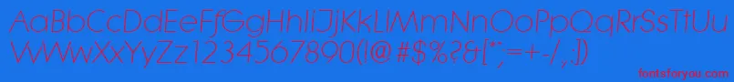 フォントLiteraserialLightItalic – 赤い文字の青い背景