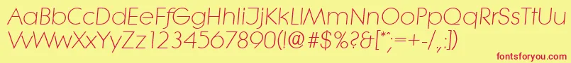 LiteraserialLightItalic-fontti – punaiset fontit keltaisella taustalla