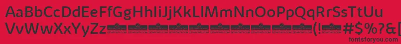 Fonte KabrioAlternateRegularTrial – fontes pretas em um fundo vermelho