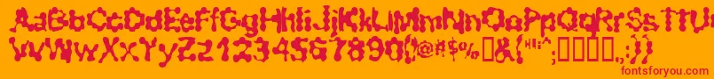RibbedSmoothOperator-Schriftart – Rote Schriften auf orangefarbenem Hintergrund