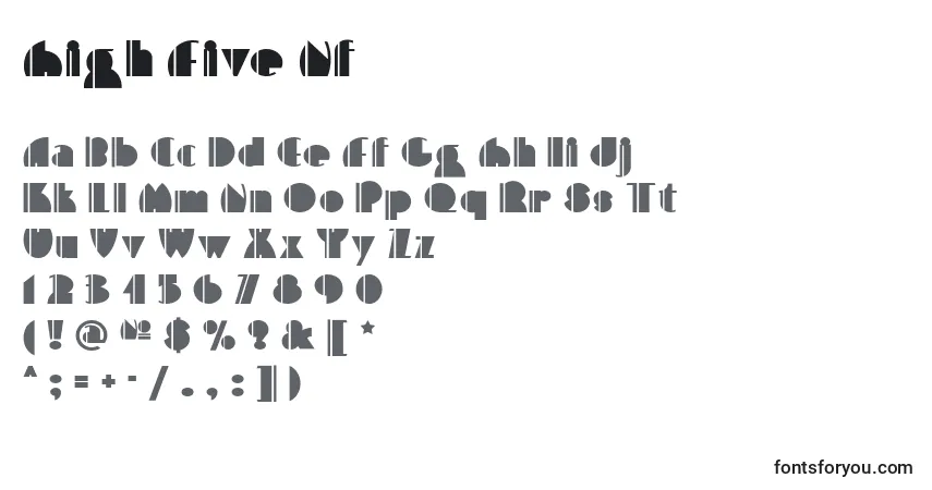 Schriftart High Five Nf – Alphabet, Zahlen, spezielle Symbole