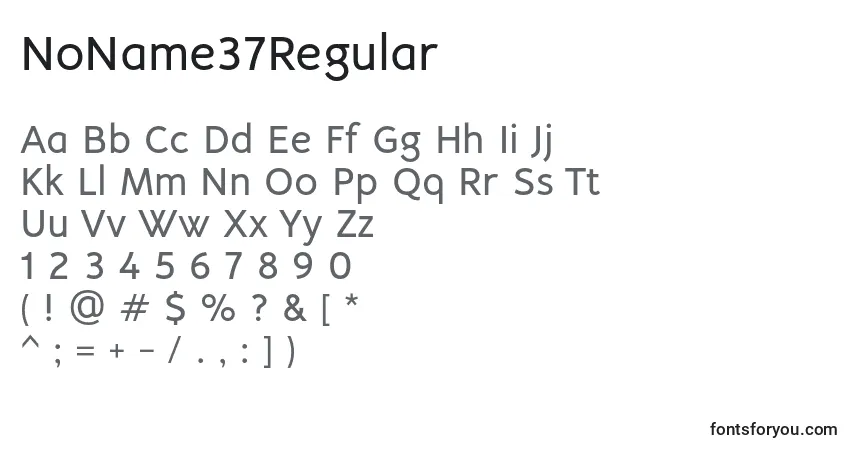 Schriftart NoName37Regular – Alphabet, Zahlen, spezielle Symbole
