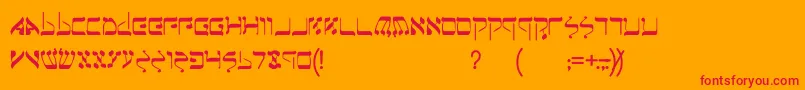 Jerusalem-Schriftart – Rote Schriften auf orangefarbenem Hintergrund