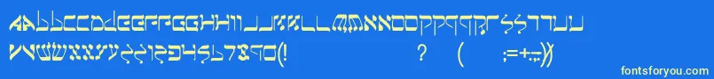 Jerusalem-Schriftart – Gelbe Schriften auf blauem Hintergrund