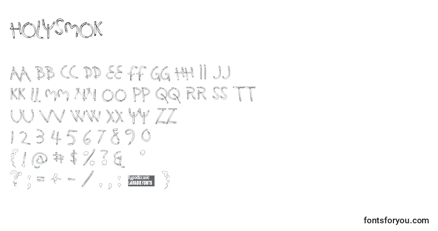 Czcionka Holysmok – alfabet, cyfry, specjalne znaki