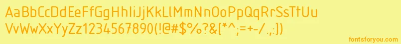 フォントStIsonorm – オレンジの文字が黄色の背景にあります。