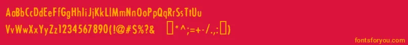 フォントBonViver – 赤い背景にオレンジの文字