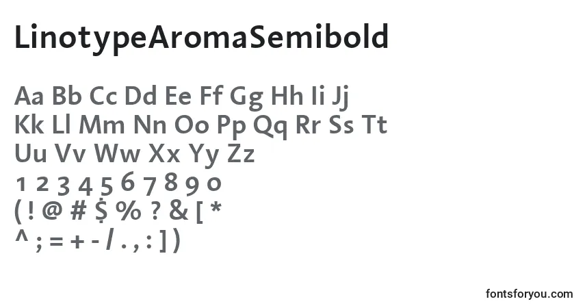 Шрифт LinotypeAromaSemibold – алфавит, цифры, специальные символы