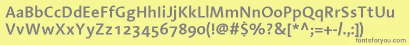 LinotypeAromaSemiboldフォントについての詳細 フォントLinotypeAromaSemibold – 黄色の背景に灰色の文字