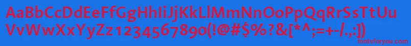 LinotypeAromaSemibold Font – Red Fonts on Blue Background