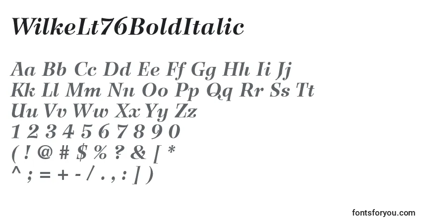 Шрифт WilkeLt76BoldItalic – алфавит, цифры, специальные символы