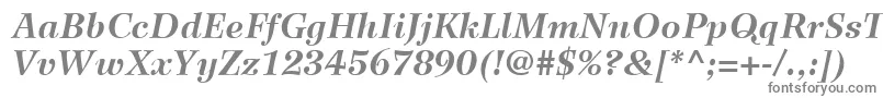 WilkeLt76BoldItalic-fontti – harmaat kirjasimet valkoisella taustalla