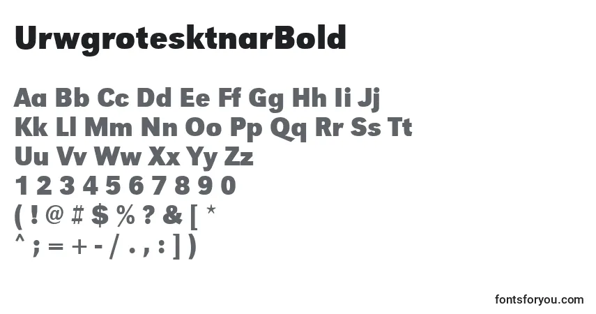A fonte UrwgrotesktnarBold – alfabeto, números, caracteres especiais