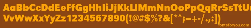 Fonte UrwgrotesktnarBold – fontes laranjas em um fundo marrom