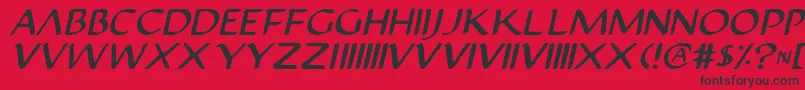 Fonte Justinian2Italic – fontes pretas em um fundo vermelho