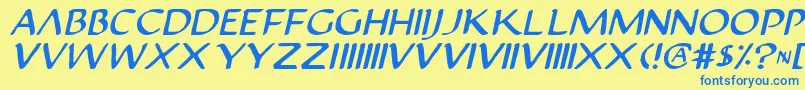 Justinian2Italic Font – Blue Fonts on Yellow Background