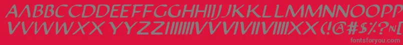 Fonte Justinian2Italic – fontes cinzas em um fundo vermelho