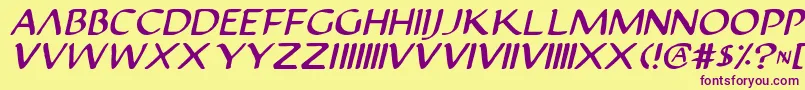 Justinian2Italic Font – Purple Fonts on Yellow Background