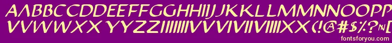 Justinian2Italic Font – Yellow Fonts on Purple Background