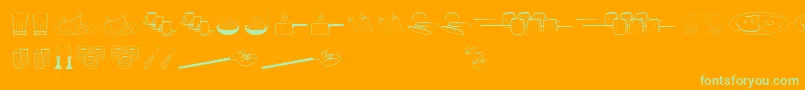 Cookingset-Schriftart – Grüne Schriften auf orangefarbenem Hintergrund