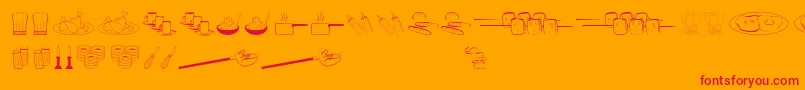 Cookingset-Schriftart – Rote Schriften auf orangefarbenem Hintergrund