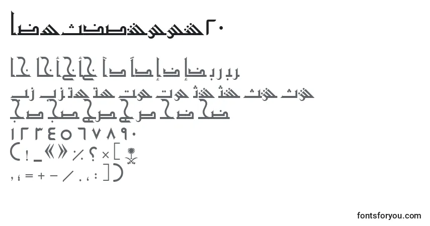 Czcionka AymShurooq20 – alfabet, cyfry, specjalne znaki
