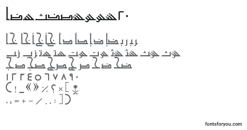 AymShurooq20-fontti – aakkoset, numerot, erikoismerkit