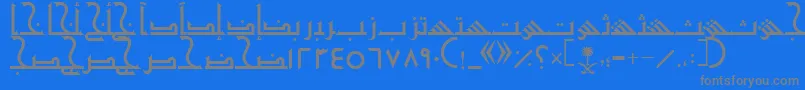 フォントAymShurooq20 – 青い背景に灰色の文字