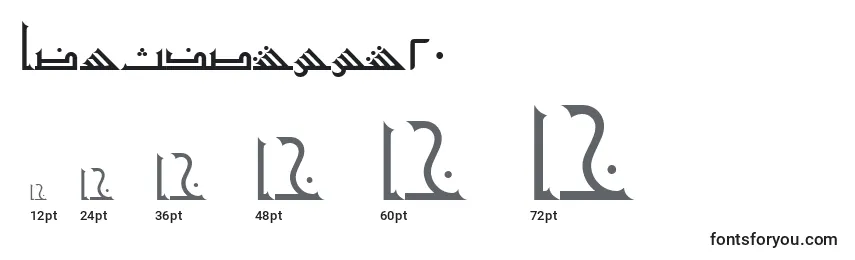 Размеры шрифта AymShurooq20