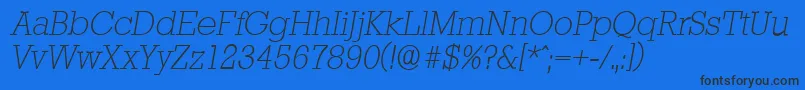 Czcionka StaffordserialXlightItalic – czarne czcionki na niebieskim tle