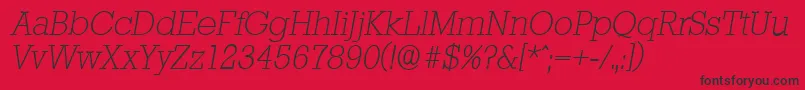 StaffordserialXlightItalic Font – Black Fonts on Red Background