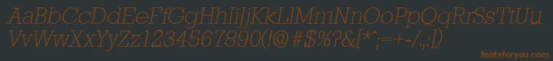 StaffordserialXlightItalic Font – Brown Fonts on Black Background
