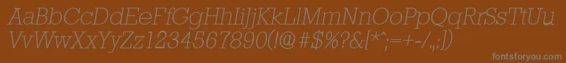StaffordserialXlightItalic Font – Gray Fonts on Brown Background