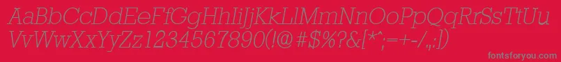 StaffordserialXlightItalic Font – Gray Fonts on Red Background