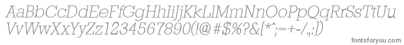 フォントStaffordserialXlightItalic – 白い背景に灰色の文字