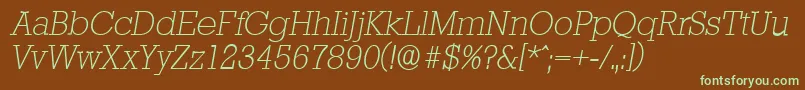 StaffordserialXlightItalic Font – Green Fonts on Brown Background