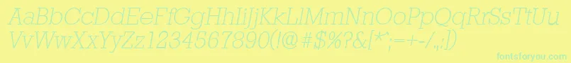 Police StaffordserialXlightItalic – polices vertes sur fond jaune