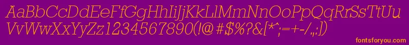 StaffordserialXlightItalic Font – Orange Fonts on Purple Background