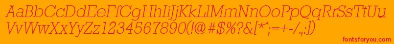 Czcionka StaffordserialXlightItalic – czerwone czcionki na pomarańczowym tle