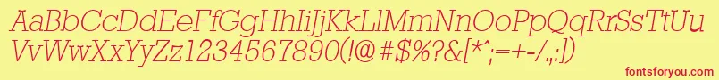 StaffordserialXlightItalic Font – Red Fonts on Yellow Background