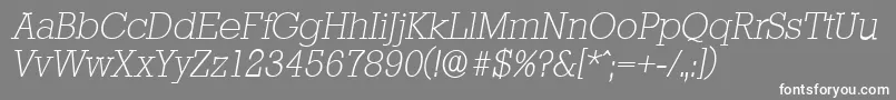 StaffordserialXlightItalic Font – White Fonts on Gray Background