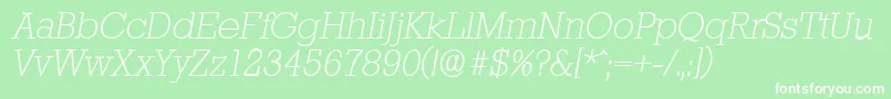 StaffordserialXlightItalic Font – White Fonts on Green Background