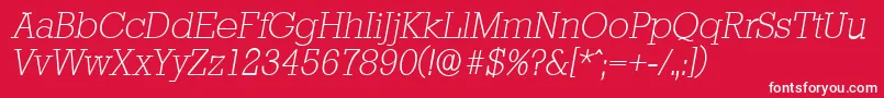 StaffordserialXlightItalic Font – White Fonts on Red Background