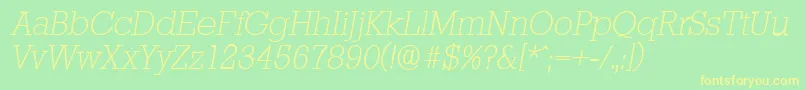 StaffordserialXlightItalic-Schriftart – Gelbe Schriften auf grünem Hintergrund
