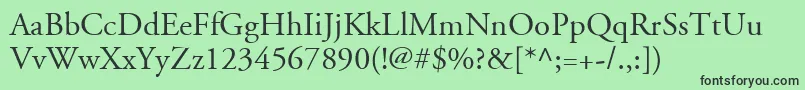 AdobeGaramondLtRegular-fontti – mustat fontit vihreällä taustalla