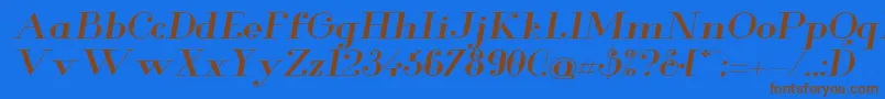 GlamorMediumextendeditalic Font – Brown Fonts on Blue Background