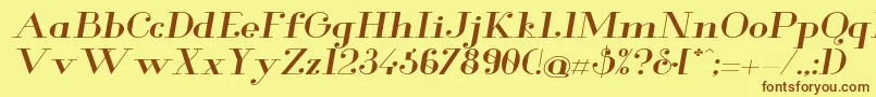 GlamorMediumextendeditalic-fontti – ruskeat fontit keltaisella taustalla