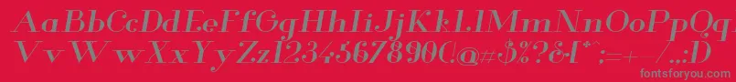 GlamorMediumextendeditalic Font – Gray Fonts on Red Background