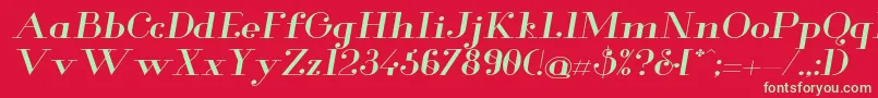 GlamorMediumextendeditalic Font – Green Fonts on Red Background