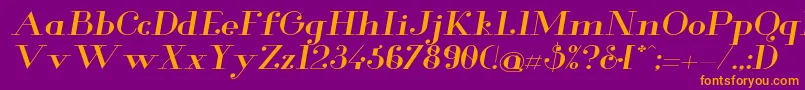 GlamorMediumextendeditalic Font – Orange Fonts on Purple Background